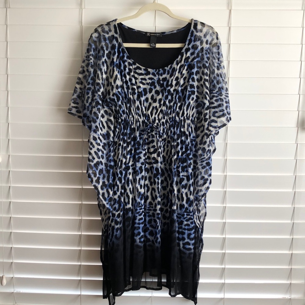 INC Blue Leopard Print Sheath Dress